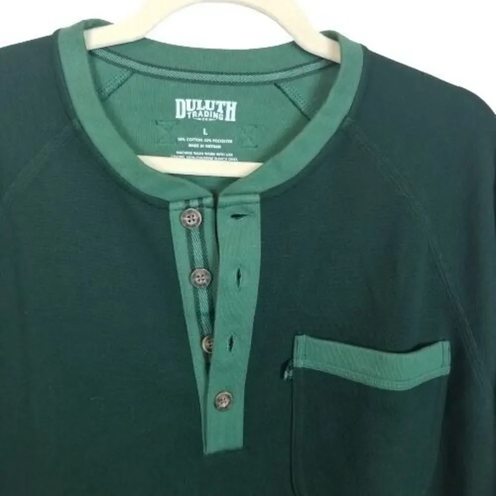Duluth Trading Co Mens Doubletime Knit Henley Size L Relaxed Gorpcore Pullover